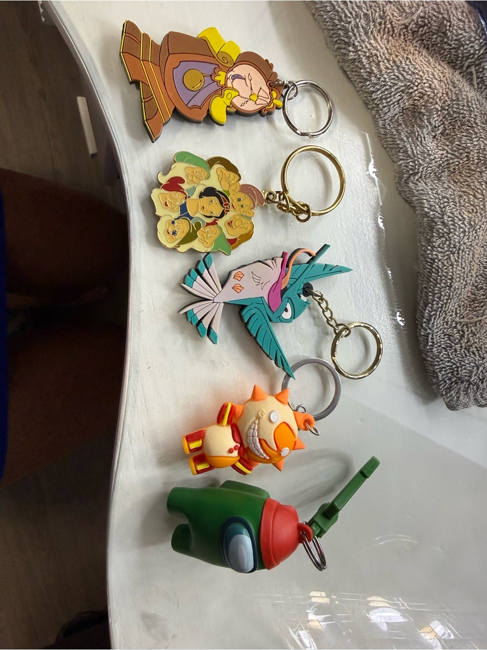 Disney Colorful Character Keychain Set - Green, Teal, Orange, Yellow, Brown